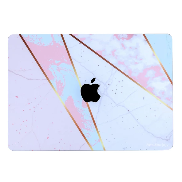 Macbook Air Kılıf M2-M3-M4 13.6inç Yapıştırma Sticker Kaplama Koruyucu Marble14 (13.6” Air) A2681 A3113 A3240 ile Uyumlu - 12