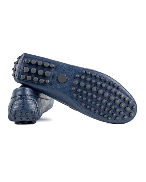 Sardes Lacivert Hakiki Deri Erkek Loafer Ayakkabı - Resim 3