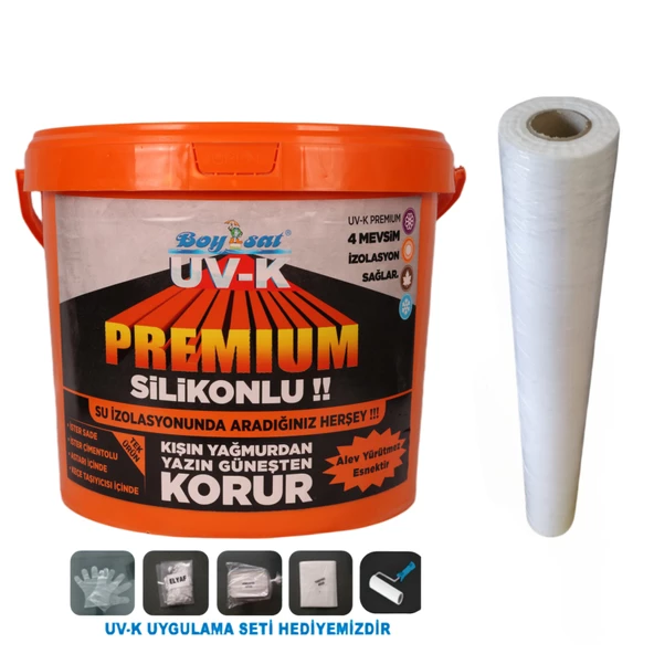 Avantajlı Paket Uv-K Premium Silikonlu 15 Kg Su Yalıtım Boyası ve İzolasyona Yardımcı Keçe