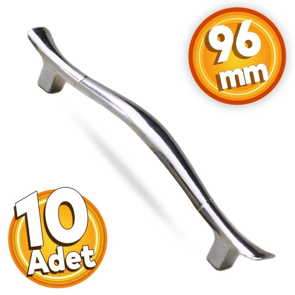 Orkide Çekmece Dolap Dolabı Kulpu Kulbu (96 MM-9.6 CM) Krom Metal Kulpları 10 Adet Mobilya Mutfak