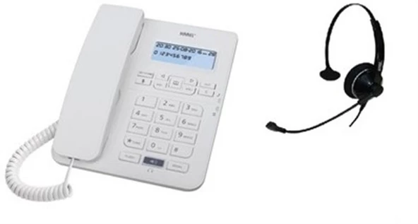 Karel TM145 Karel RJ9 Kulaklıklı Headset Telefon Beyaz