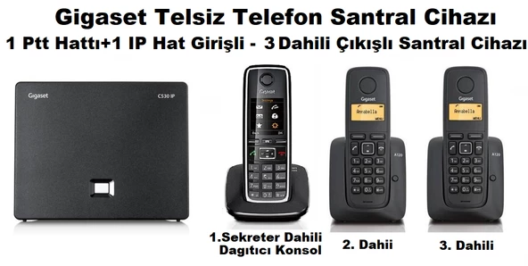 Gigaset C530 IP 3 Dahili Dect Telsiz Kablosuz Telefon Santrali ürün görseli