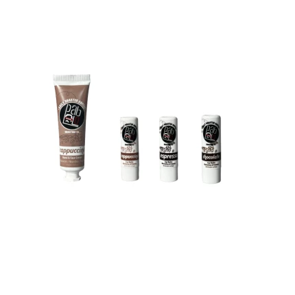 Cappuccino El Kremi ve Cappuccino Lip Balm – Espresso Lip Balm – Chocolate Lip Balm Seti