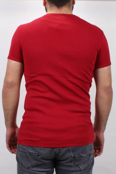 4604 KIRMIZI BİSİKLET YAKA ERKEK TSHIRT