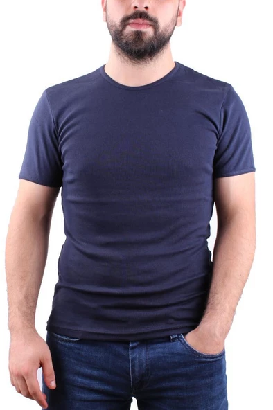 4604 LACİVERT BİSİKLET YAKA ERKEK TSHIRT - 2
