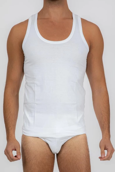 ÖREN STİL 6001-3  3'LÜ PAKET %100 PAMUK ERKEK BEYAZ ATLET - 6