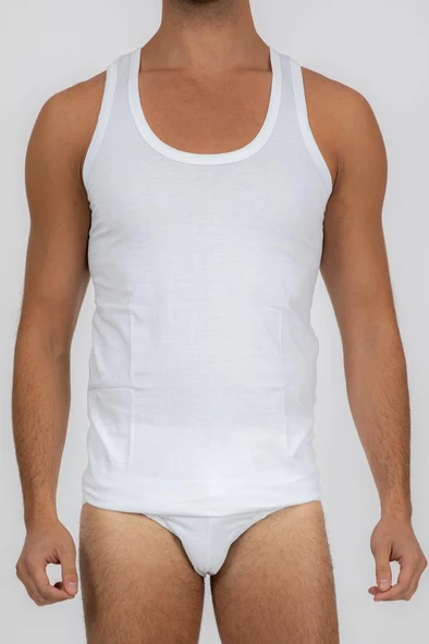 ÖREN STİL 6001-3  3'LÜ PAKET %100 PAMUK ERKEK BEYAZ ATLET - 2