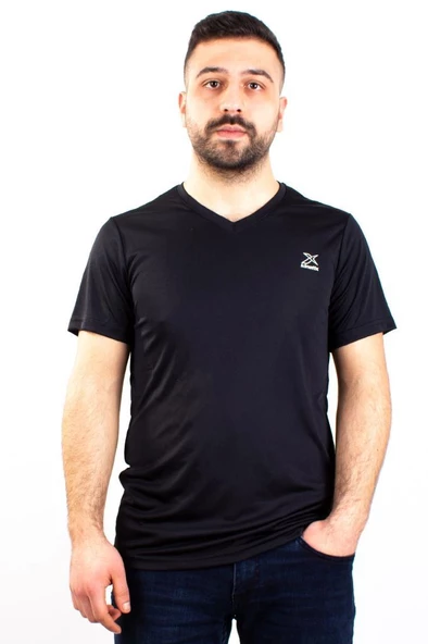Kinetix SN-222 Neck Siyah Günlük Erkek V Yaka Tişört - 3