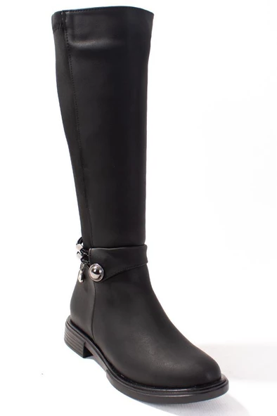 Dagoster DZA07-43621911 Siyah Günlük Streçli Düz Topuk Kadın Çizme - 2