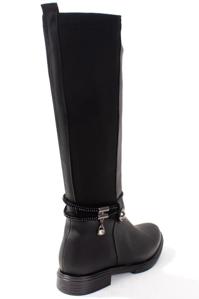 Dagoster DZA07-43621911 Siyah Günlük Streçli Düz Topuk Kadın Çizme - 4