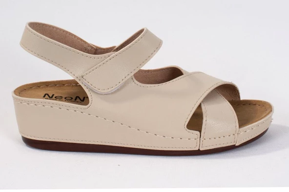 Dagoster DZA37-1810 Bej Günlük Ortopedik Kadın Sandalet - 3