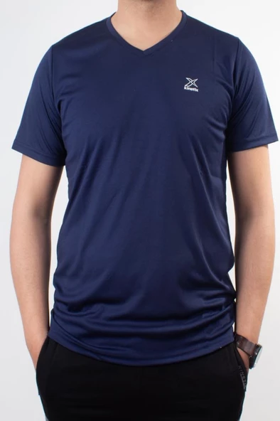 Kinetix SN-222 Neck Lacivert Günlük Erkek V Yaka Tişört - 2