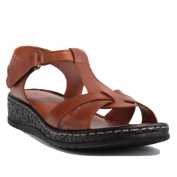 Dagoster DZA07-60021015 Taba Günlük Ortopedik Deri Kadın sandalet - 5