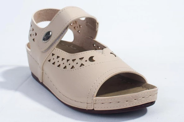 Dagoster DZA37-1818 Bej Günlük Ortopedik Kadın Sandalet - 2