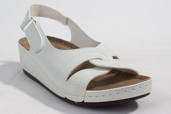Dagoster DZA37-1817 Beyaz Günlük Ortopedik Kadın Sandalet - 2