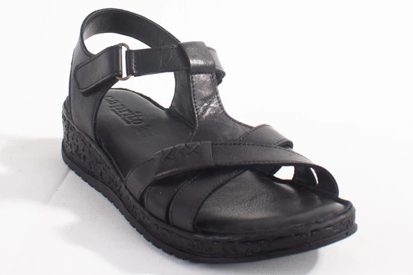 Dagoster DZA07-60021011 Siyah Günlük Ortopedik Deri Kadın sandalet - 2