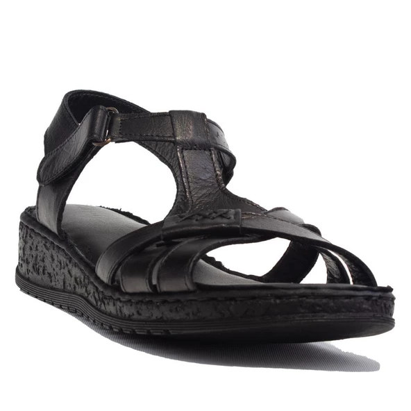 Dagoster DZA07-60021011 Siyah Günlük Ortopedik Deri Kadın sandalet - 5