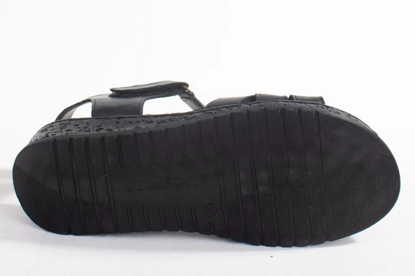 Dagoster DZA07-60021011 Siyah Günlük Ortopedik Deri Kadın sandalet - 4