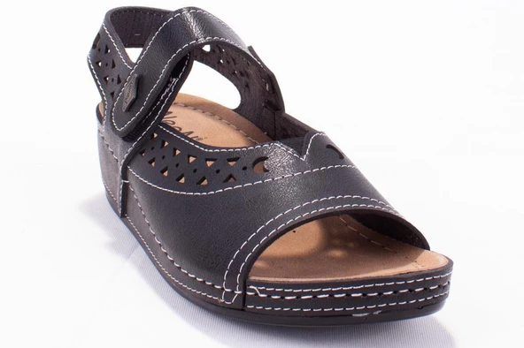 Dagoster DZA37-1818 Siyah Günlük Ortopedik KadınSandalet - 2