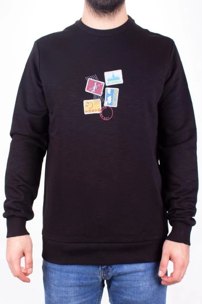 Twister 1929 Siyah Bisiklet Yaka Erkek Sweat - 3