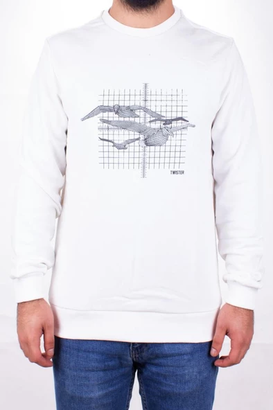 Twister 1915 Ekru Bisiklet Yaka Erkek Sweat - 3