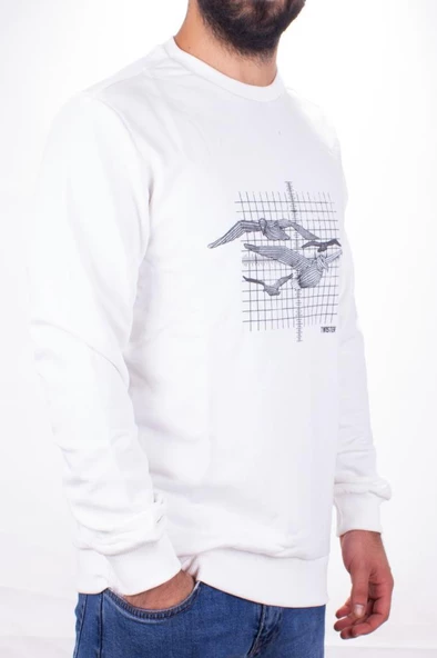 Twister 1915 Ekru Bisiklet Yaka Erkek Sweat - 2