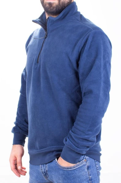Twister 1903 İndigo Fermuarlı Dik Yaka Erkek Sweatshirt