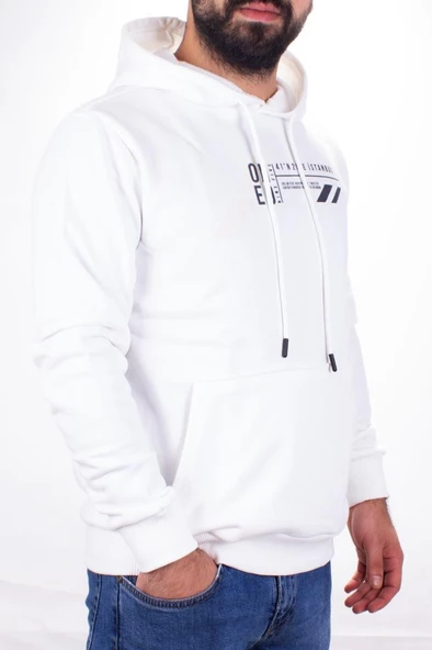 Twister 1910 Ekru Kapüşonlu Erkek Sweatshirt - 2