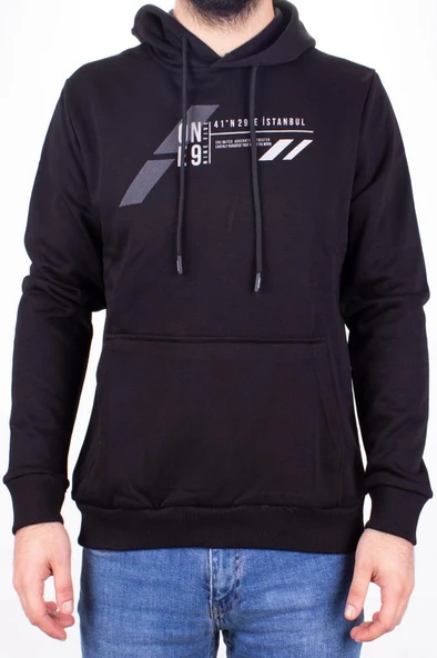 Twister 1910 Siyah Kapüşonlu Erkek Sweatshirt - 3