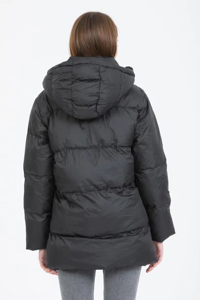 Kinetix Bella Coat Siyah Günlük Kadın Şişme Kaban - 4