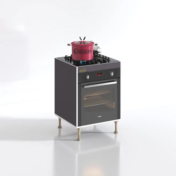 Kenzlife ankastre modülü kabini lev yaşin gri 89-81*60*56 fırın ocak dolabı ayarlı ayaklı - Resim 2