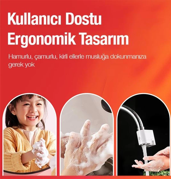 Polham Şarjlı Tam Otomatik Akıllı Sensörlü Musluk Başlığı Su Tasarruflu Musluk Başlığı Hareket Algılamalı - 5
