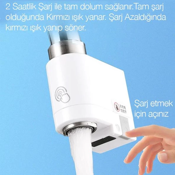 Polham Şarjlı Tam Otomatik Akıllı Sensörlü Musluk Başlığı Su Tasarruflu Musluk Başlığı Hareket Algılamalı - 4