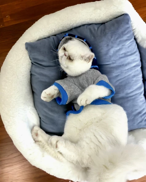 Blue Line Sweatshirt Kapşonlu Kedi Kıyafeti Kedi Sweatshirt - 2