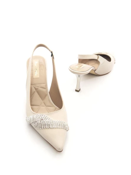 Potinonline K101 Kadın Arkası Açık Taşlı Ayna Ökçe Topuklu Ayakkabı - 8