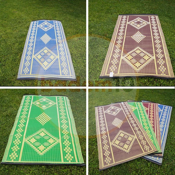 Plastik Hasır Halı Kilim Piknik Cami Park Plaj Bahçe Balkon Teras Kamp Outdoor Karavan Mat 90x180 cm - 2
