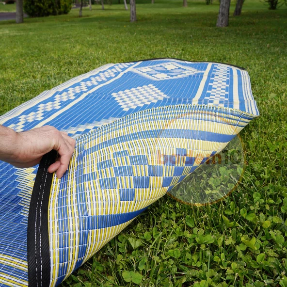Plastik Hasır Halı Kilim Piknik Cami Park Plaj Bahçe Balkon Teras Kamp Outdoor Karavan Mat 90x140 cm - 6