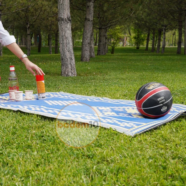 Plastik Hasır Halı Kilim Piknik Cami Park Plaj Bahçe Balkon Teras Kamp Outdoor Karavan Mat 90x140 cm - 5