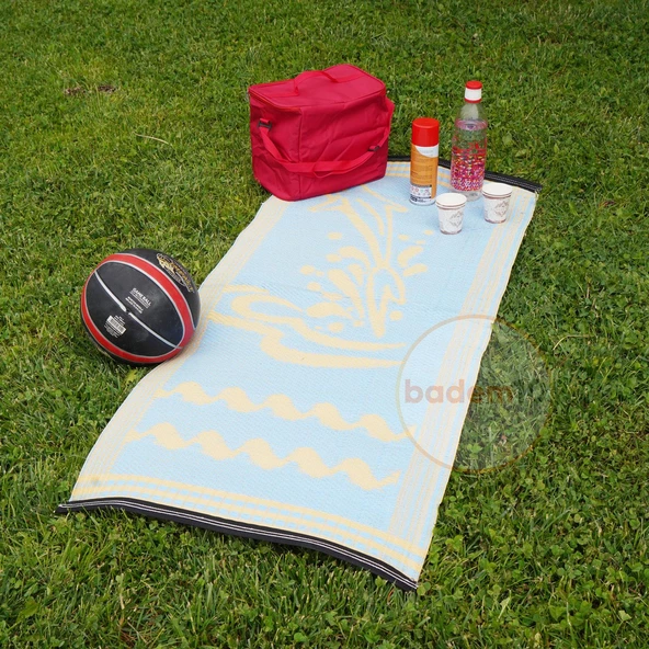 Plastik Hasır Halı Kilim Piknik Cami Park Plaj Bahçe Balkon Teras Kamp Outdoor Karavan Mat 60x140 cm - 4