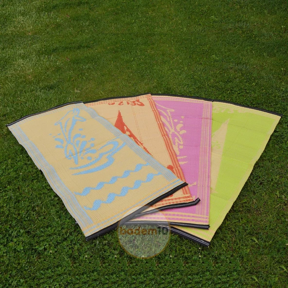 Plastik Hasır Halı Kilim Piknik Cami Park Plaj Bahçe Balkon Teras Kamp Outdoor Karavan Mat 60x140 cm - 6
