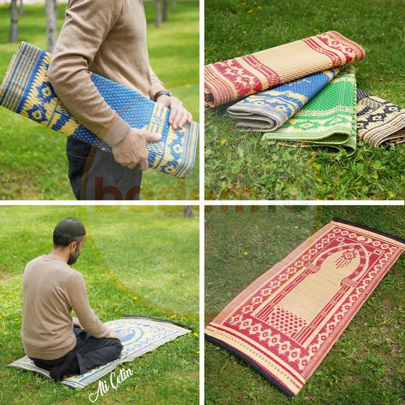 Plastik Hasır Halı Kilim Piknik Cami Park Seccade Namazla Bahçe Balkon Kamp Outdoor 60 x 120 cm - 4