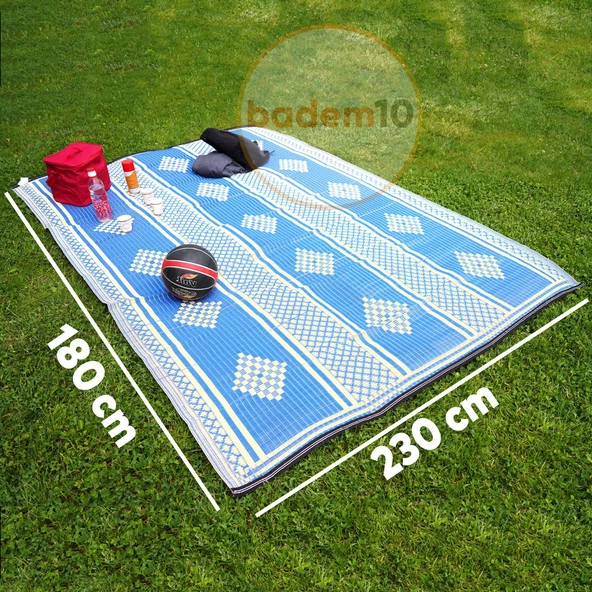 Plastik Hasır Halı Kilim Piknik Cami Park Plaj Bahçe Balkon Teras Kamp Outdoor Karavan 180 x 230 cm - 6
