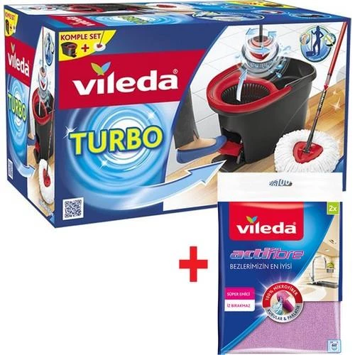 Vileda Turbo Pedallı Sistem + Vileda 2'li Actifibre Mikrofiber Bez