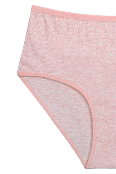 4'lü Yeni Seri Renkli Yüksek Bel Fitilli Ribana Bato Külot Pembe - 2