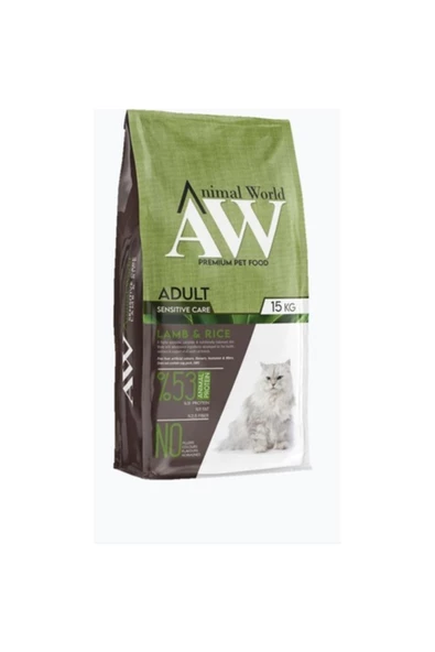 Animal World Kuzu Etli Pirinçli Yetişkin Kedi Maması 15 Kg