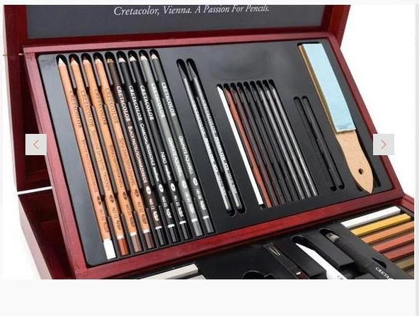 Cretacolor Selection Ahşap Kutulu Profesyonel Karakalem Eskiz Resim Çizim Seti - 3