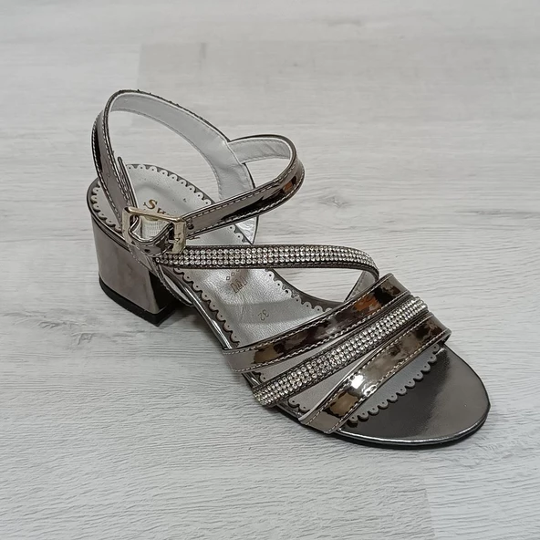 Fiyra 9004 Platin Taşlı Kız Çocuk Abiye Topuklu Sandalet Ayakkabı - 4