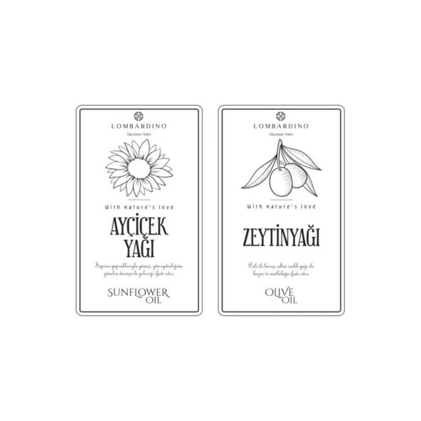 Digithome Lombardino 2 Adet Zeytinyağı ve Ayçicek Yağı Etiketi Sticker Seti 11x6,6 Cm - 2