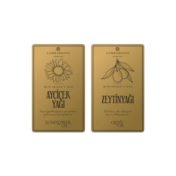 Digithome Lombardino 2 Adet Zeytinyağı ve Ayçicek Yağı Etiketi Sticker Seti 11x6,6 Cm Gold - 2