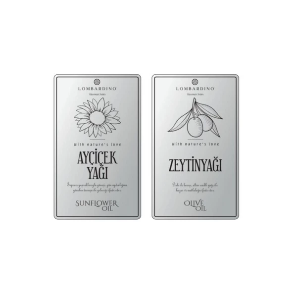 Digithome Lombardino 2 Adet Zeytinyağı ve Ayçicek Yağı Etiketi Sticker Seti 11x6,6 Cm Gümüş - 2
